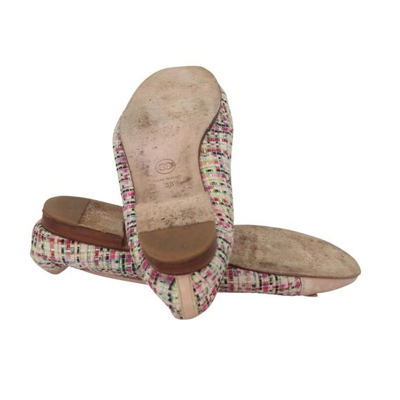 Chanel Ballet 38 Tweed and Leather Cap Toe Cc Flats CC-S0207P-C010 - Picture 10 of 11